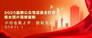 2025最新公众号流量主打法，美女图片简单复制，小白也能上手，轻松日入5张-比杰副业资源站