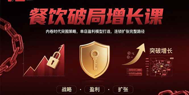 餐饮破局增长课:内卷时代突围策略,单店盈利模型打造,连锁扩张完整路径