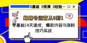 蝴蝶号运营从0到1,零基础14天速成,爆款内容与涨粉技巧实战-比杰副业资源站