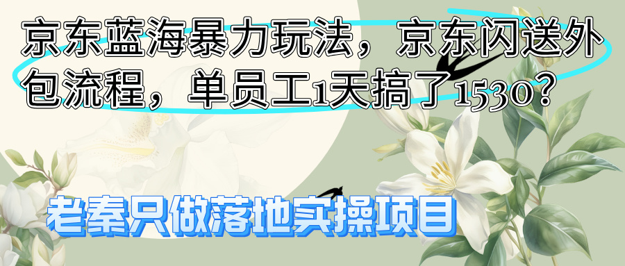 京东蓝海暴力玩法，京东闪送外包流程，单员工1天搞了1530