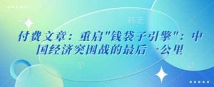 付费文章：重启”钱袋子引擎”：中国经济突围战的最后一公里-比杰副业资源站