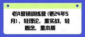 老A营销训练营(更25年3月)，轻理论，重实战，轻概念，重本质-比杰副业资源站