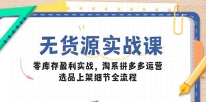 无货源实战课:零库存盈利实战,淘系拼多多运营,选品上架细节全流程-比杰副业资源站