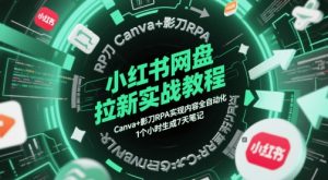 小红书网盘拉新实战教程,Canva+影刀RPA实现内容全自动化,1个小时生成7天笔记-比杰副业资源站