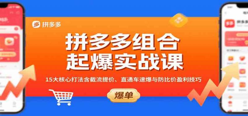 拼多多组合起爆实战课:15大核心打法含截流提价、直通车速爆与防比价盈利技巧