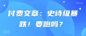 付费文章：史诗级暴跌！要跑吗？-比杰副业资源站