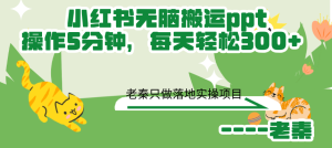 小红书无脑搬运PPT,每天十分钟,轻松300+收入-比杰副业资源站