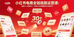 小红书电商全链路运营课：涵盖30+实操单元，实现从开店到爆款账号完整闭环-比杰副业资源站