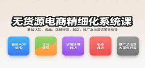 无货源电商精细化系统课：基础认知、选品、店铺搭建、起店、推广及运营收尾售后等-比杰副业资源站