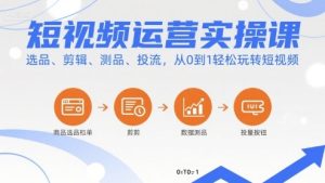 短视频运营实操课，选品、剪辑、测品、投流，从0到1轻松玩转短视频-比杰副业资源站