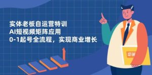 实体老板自运营特训,AI短视频矩阵应用,0起号全流程,实现商业增长-比杰副业资源站