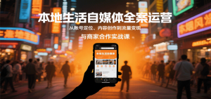 本地生活自媒体全案运营，从账号定位、内容创作到流量变现与商家合作实战课-比杰副业资源站