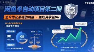 闲鱼半自动项目第二期，可能是迄今为止最稳的项目，兼职月收益9k-比杰副业资源站