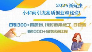 2025新玩法小和尚引流高质创业粉秘诀!日引300+高质粉,抗封效果绝了,…-比杰副业资源站