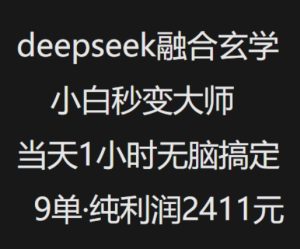 抖音小红书deepseek融合玄学，纯小白秒变大师，当天1小时无脑搞定9单，纯利润上千-比杰副业资源站