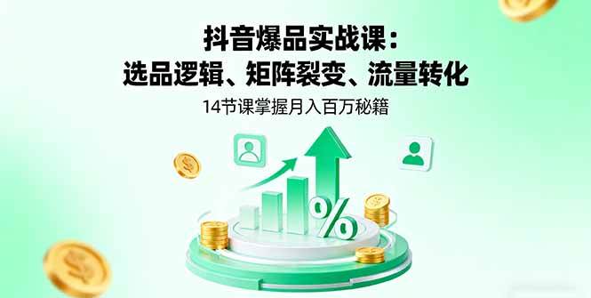 抖音爆品实战课：选品逻辑、矩阵裂变、流量转化，14节课掌握月入百万秘籍 -1